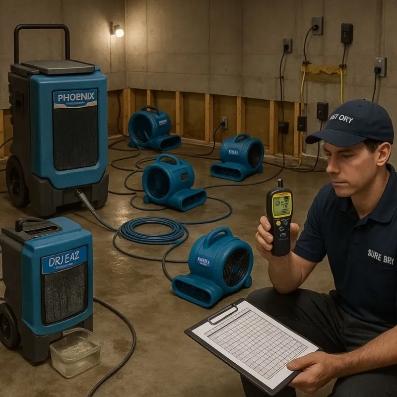 Structural Drying and Dehumidification process in Heathcote, NJ